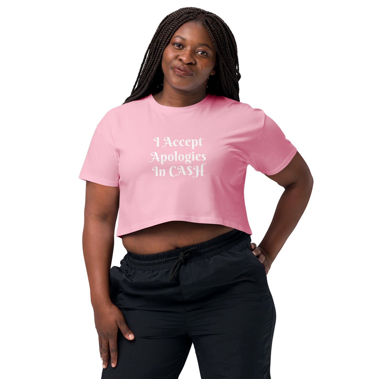 I Accept Apologies In Cash Women’s crop top